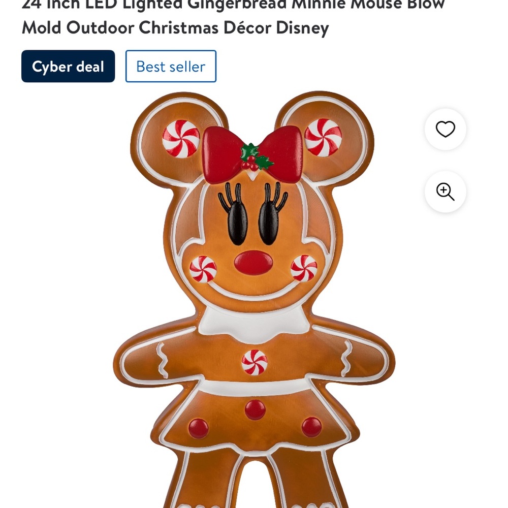 NWT Viral Disney Mickey & Minnie 24" LED Lighted Gingerbread Blow Mold Decor - Picture 4 of 4